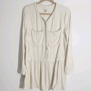 Ecoté Urban Outfitters Women’s Ivory Beige Button Down Shirt Top Tunic Size L
